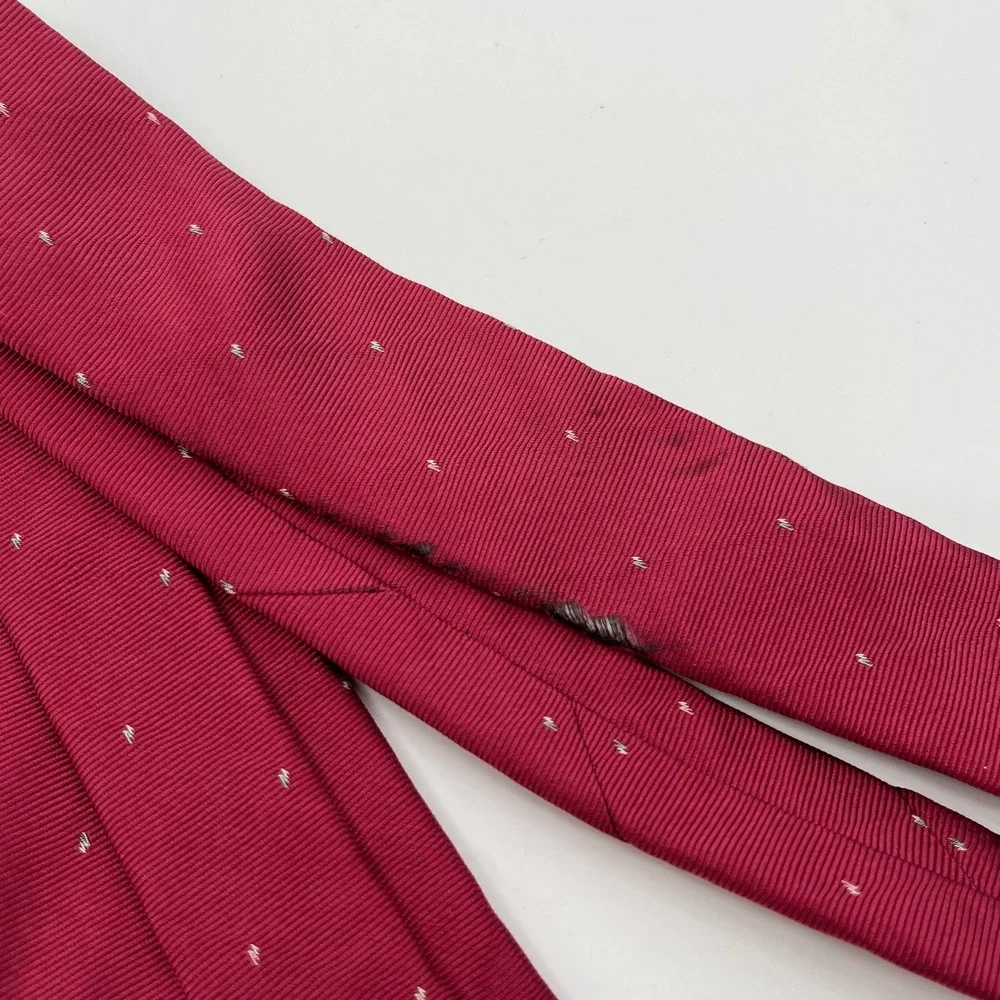 Vtg Christian Dior Tie Mens Crimson Red Silk Necktie Made in USA Designer Luxury
